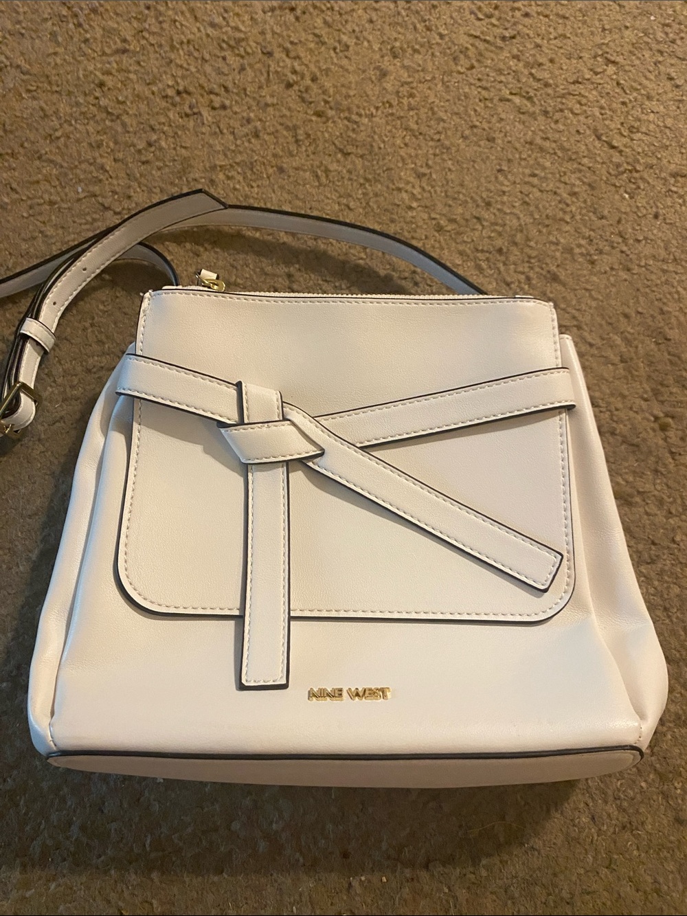 Nine West White Crossbody with Knotted Strap Detail